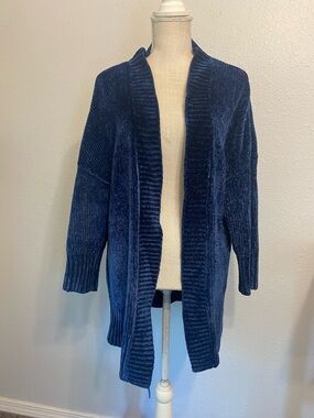 Modcloth Blue Chenille A Fuzzing Feeling Oversized Open Front Cardigan Sz Small